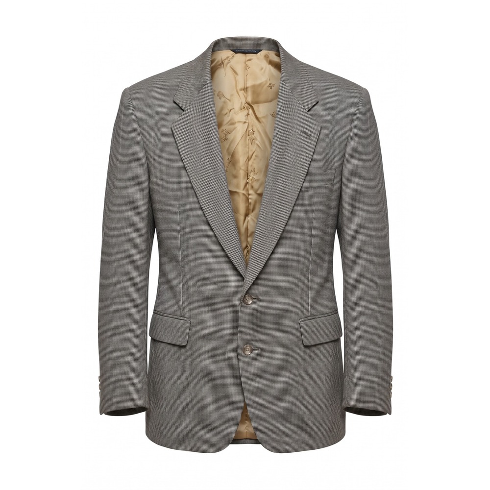 Vintage Mens Grey Plaid Two Button Blazer Jacket Tailored in USA Micro Check